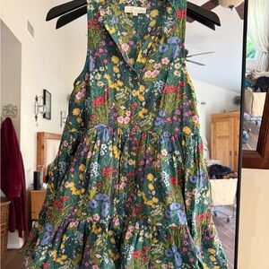 Pinch Floral Green Dress with Yellow & Pink Blooms